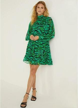 Шифонова сукня-міні з люрексом ве beau green zebra print