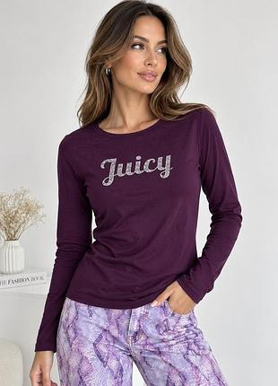 Juicy couture оригінал жіночий фіолетовий лонгслів зі стразами, футболка з довгим рукавом, розмір s/m