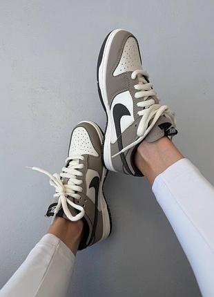 Кроссовки nike sb dunk grey / white / black swoosh 3