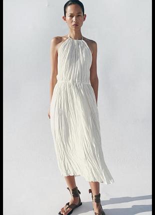 Плісована сукня zara xs zw collection з коміром хальтер