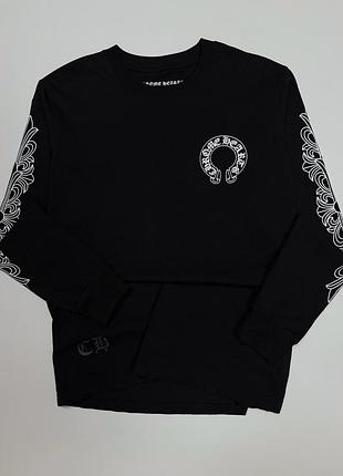 Chrome hearts чоловічий чорний лонгслів футболка з довгим рукавом в графічний принт