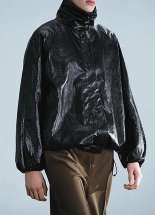 Бомбер із екошкіри zara розмір l