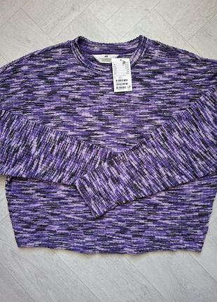 Новий теплий фіолетовий джемпер кофта h&m меланж, 158/164 р.