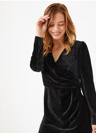 Черное бархатное платье мини marks &amp; spencer, p. 36, праздничное вечернее платье