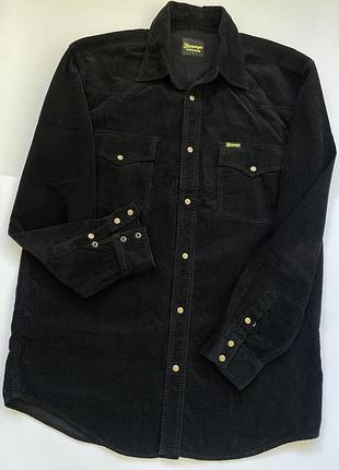Мужская черная вельветовая рубашка в ковбойском стиле westrenger (wrangler style), размер l