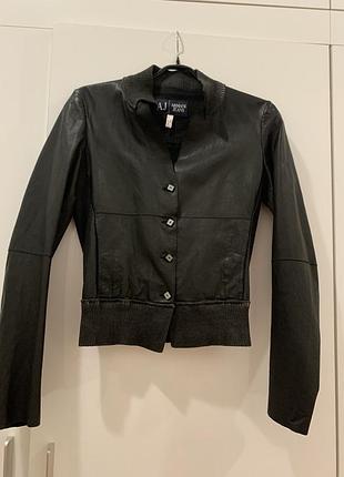 Armani jeans короткий натуральний шкіряний бомбер