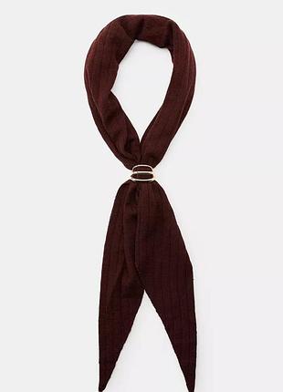 Коричневый платок с брошью с содержанием шерсти zara