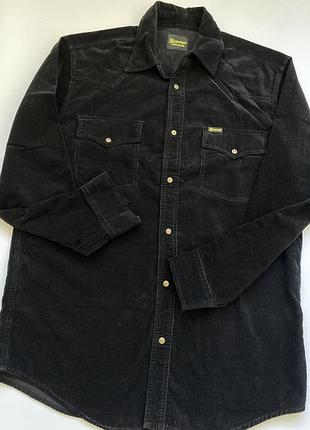 Мужская черная вельветовая рубашка в ковбойском стиле westrenger (wrangler style), размер l