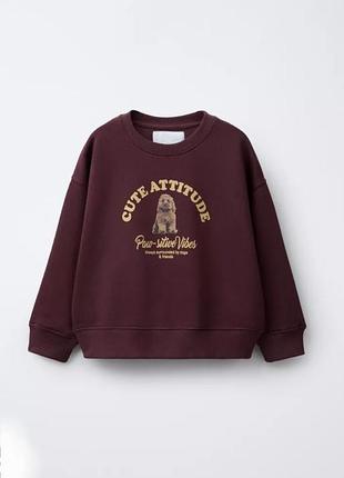 Теплый свитшот толстовка свободного кроя для девочки zara