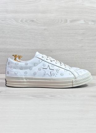 Шкіряні білі чоловічі кеди в горох converse one star 74 оригінал розмір 42.5
