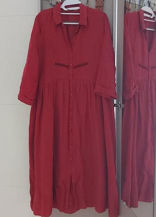 Льняное платье zara, р.48 (l)
