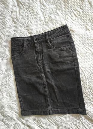 Джинсова спідниця h&m 34-36р. жіноча чорна.