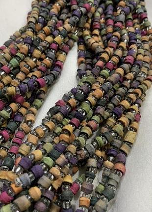 🌾 🪵 📿 винтажное многониточное ожерелье в стиле boho / tribal (древесные бусины, бисер, текстильная оплетка) 🎨 🌿 🪶