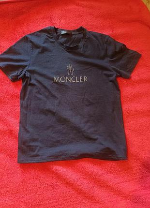 Чоловіча футболка moncler темно-синя з логотипом