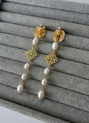 Сережки кліпси з перлами 4