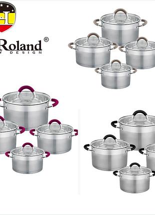 Набор кастрюль haus roland hr121-1 (4 шт) из нержавеющей стали 1,9/2,6/3,6/5,7 л., серебристый