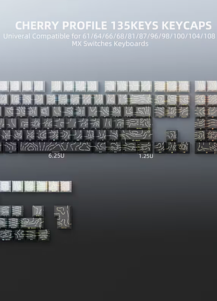 Набір кастомних кейкапів 135 клавіш pbt oem з бічним друком