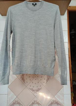 100% шерсть базовый джемпер серого цвета от uniqlo