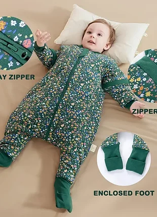 Спальный мешок для младенцев mosebears, 2,5 tog, с ножками, теплый зимний спальный мешок с подкладкой и съемными рукавами 18-24-36 м 86-92-98 см
