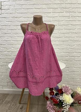 Блузка блуза майка топ з коттону, прошва розмір 2xl-3xl (52-54)