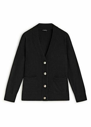 Плотный черный кардиган с шерстью от massimo dutti