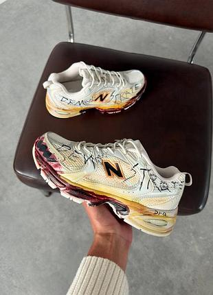 Женские кроссовки new balance 530 custom beige red консультатор бежевого с красными цветами