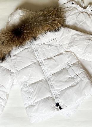 Зимовий пуховий роздільний комбінезон монклер moncler з натуральним хутром єнот