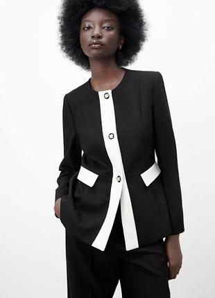 Zara жакет комбінований з ґудзиками з декором