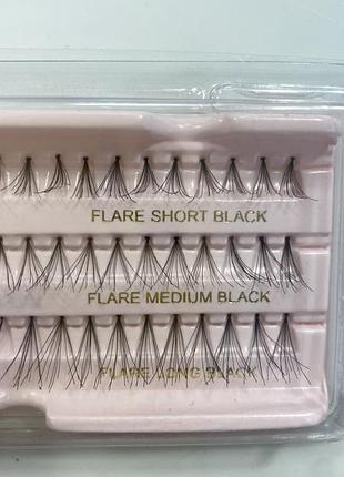 Пучковые ресницы / flare lashes black / 3 размера (короткие, средние, длинные)