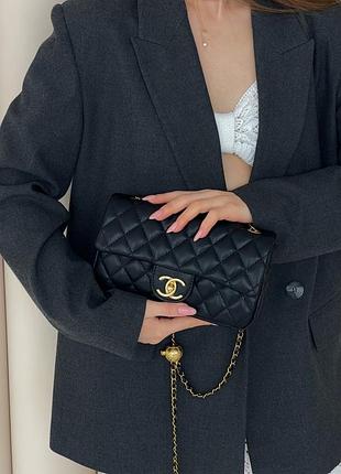 Сумка чорна small classic flap bag