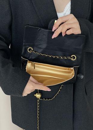 Сумка чорна small classic flap bag 3
