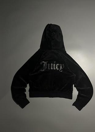 Кофтинка juicy couture чорна жіноча зі стразами велюрова