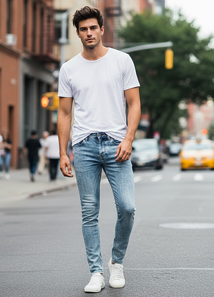 Р. 44-46/s-m джинсы мужские h&m denim skinny плотные светлые стрейчевые (можно на мальчика подростка)