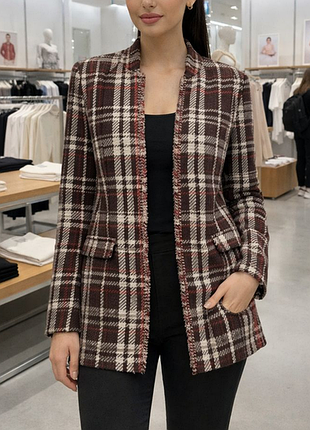🌿1+1=3 фірмовий стильний піджак кардиган у клітинку з кишенями new look, розмір 46 — 48