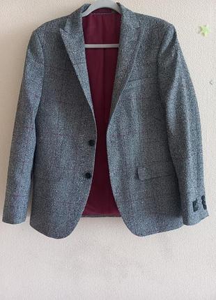 Стильный брендовый пиджак / жакет moss london в клетку (skinny fit)