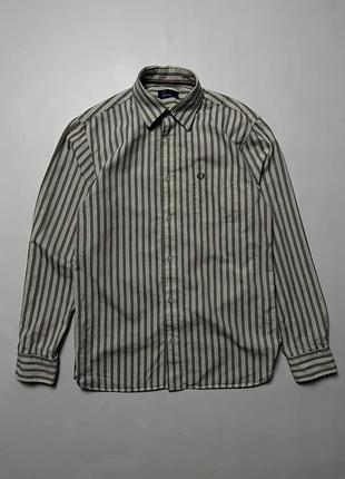 Сорочка з довгим рукавом fred perry в смужку оригінал бавовна розмір m