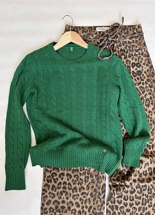 Джемпер из шерсти в косы benetton.