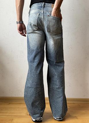 Широкі джинси washed denim 3