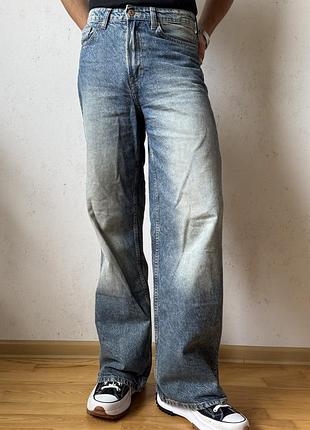 Широкі джинси washed denim 5