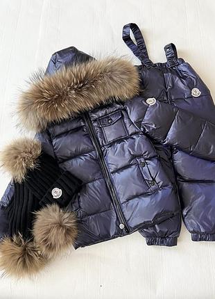 Роздільний комбінезон монклер moncler опушка натуральний єнот