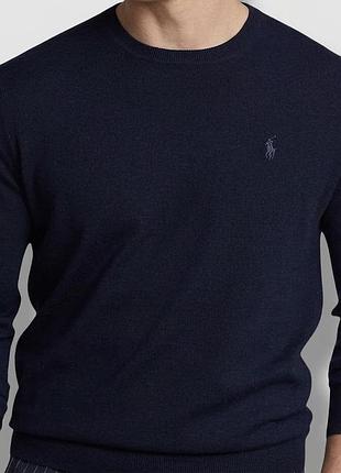 2xl мериносовая шерсть polo ralph lauren синий тонкий свитер пуловер джемпер