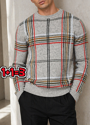 🎁1+1=3 стильный мужской серый свитер с шерстью asos, размер 44 - 46