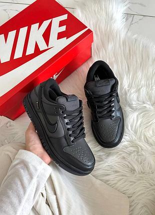 Зимние женские кроссовки nike sb dunk low winter termo black найк дак черного цвета термо