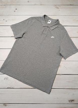 Мужская серая коттоновая футболка поло nike оригинал найк