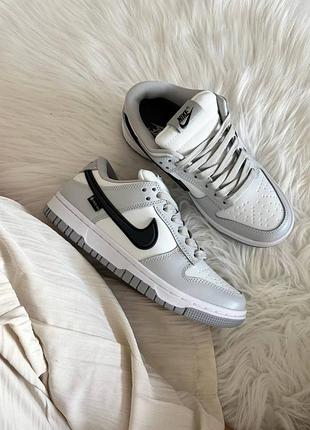 Зимние женские кроссовки nike sb dunk low winter termo grey white найк данк серого с белым цветов термо