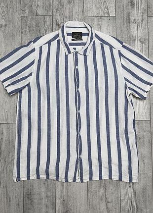 Сорочка чоловіча primark синя 2xl льон (linen blend) 2