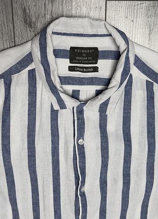 Сорочка чоловіча primark синя 2xl льон (linen blend) 3