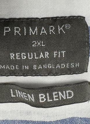 Сорочка чоловіча primark синя 2xl льон (linen blend) 4