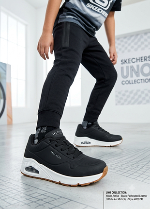 Черные детские кроссовки skechers uno