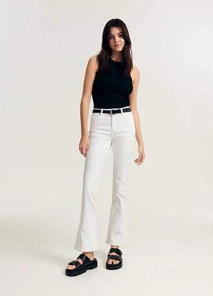 Білі джинси кльош reserved high waist flare, eu 40 / uk 12
